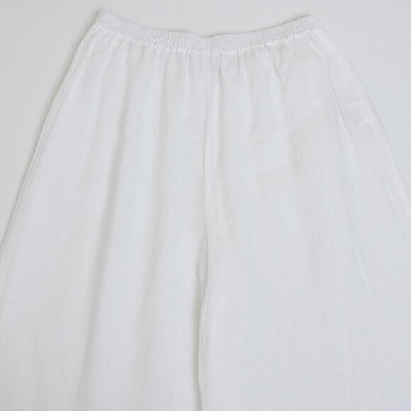 Eskandar Linen Cropped Pants White Wide Leg Elastic Waist Lagenlook Size 1 - Picture 8 of 10